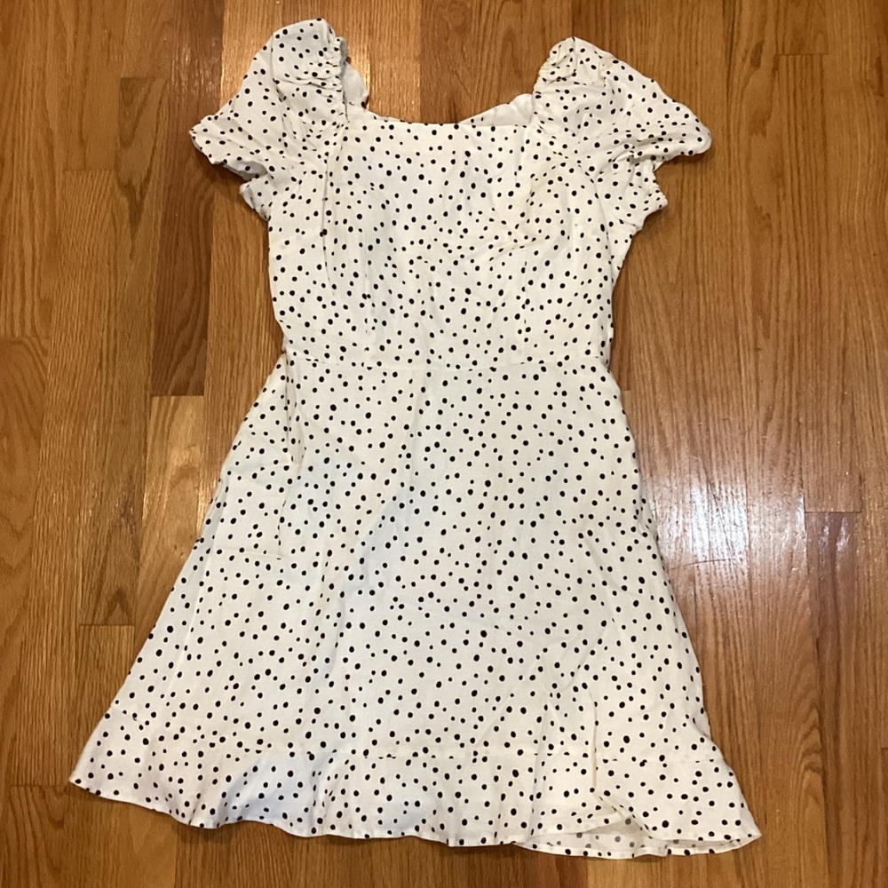 LOFT Ivory Dress with Black Dots